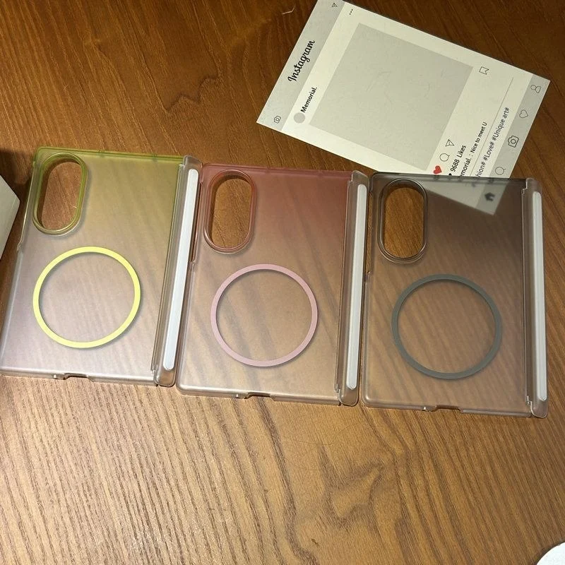 Gradient Color Matte Translucent Hinge Protection Case for Wide Foldable Smartphones