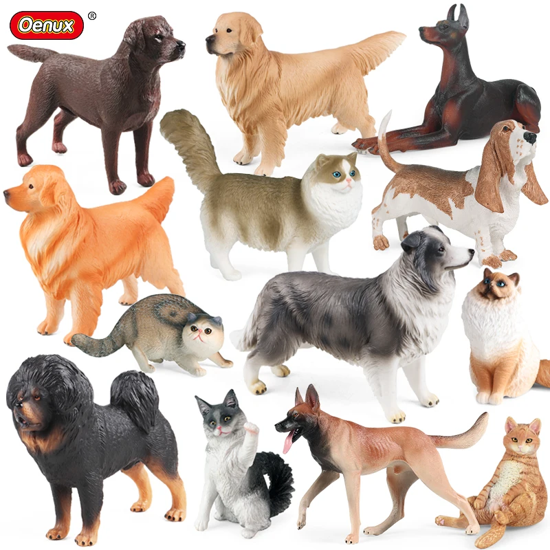 

Pet Animal Models Golden Retriever Collie Doberman Pinscher Persian Cat Dog Model Action Figures Collection Kids Toys