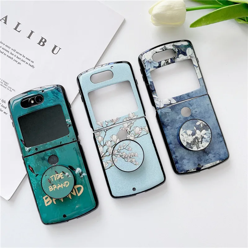 Fashion Flower Bear Blu-Ray Camera Heart Stand Custodia Per Telefono Per Moto Razr 2020 5G Custodia Da 6.2 Pollici Per Motorola Razr 2020 Cover