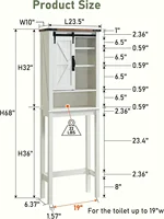 Toilet Storage Cabinet, Farmhouse Storage Cabinet Over Toilet with Sliding Barn Door & Adjustable Shelves,Living Room,White 2