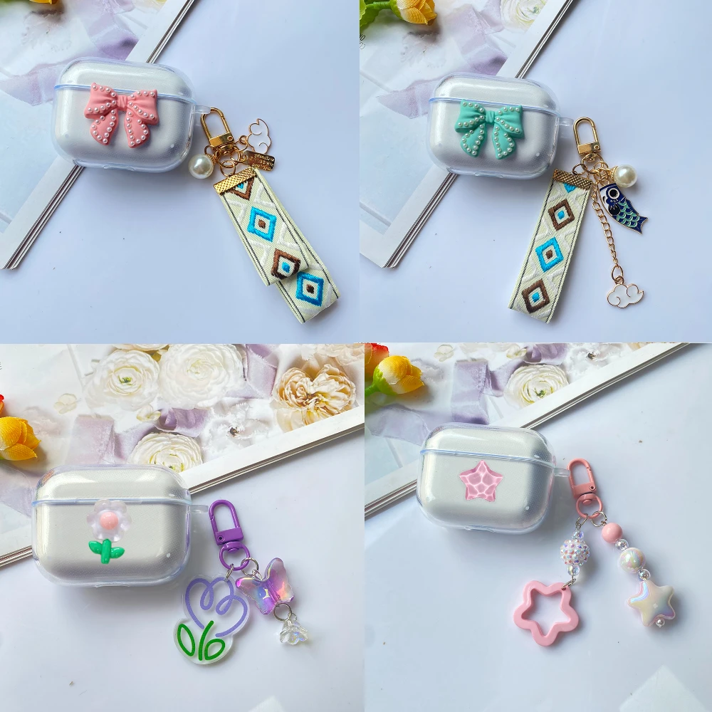 Per Bose Ultra Open Earbuds Auricolare Casefashion Canvas Flower Pendant Case Per Bose Ultra Open Case Cover Trasparente In Silicone