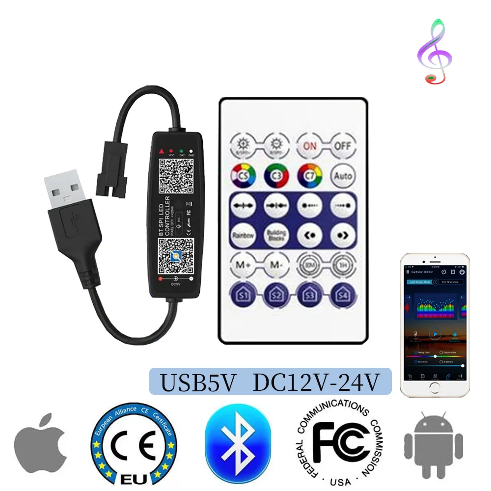 스마트 블루투스 음악 LED 컨트롤러 WS2812 SK6812 WS2811 APA10..