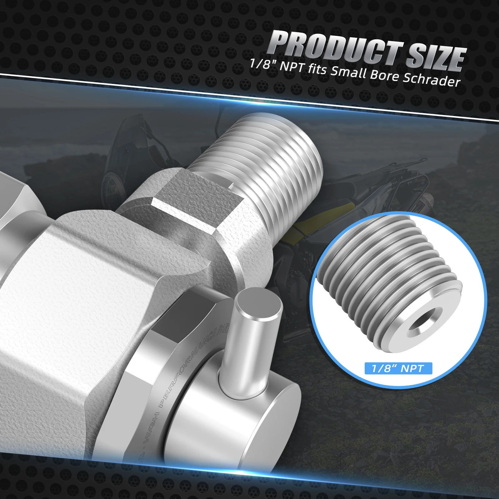 1/8 "NPT Männlich Stickstoff Füllung Werkzeug Ventil ATV UTV Für Yamaha Polaris RZR CanAm Maverick X3 Arctic Cat Schneemobil keine Verlust Chuck – Detail 5