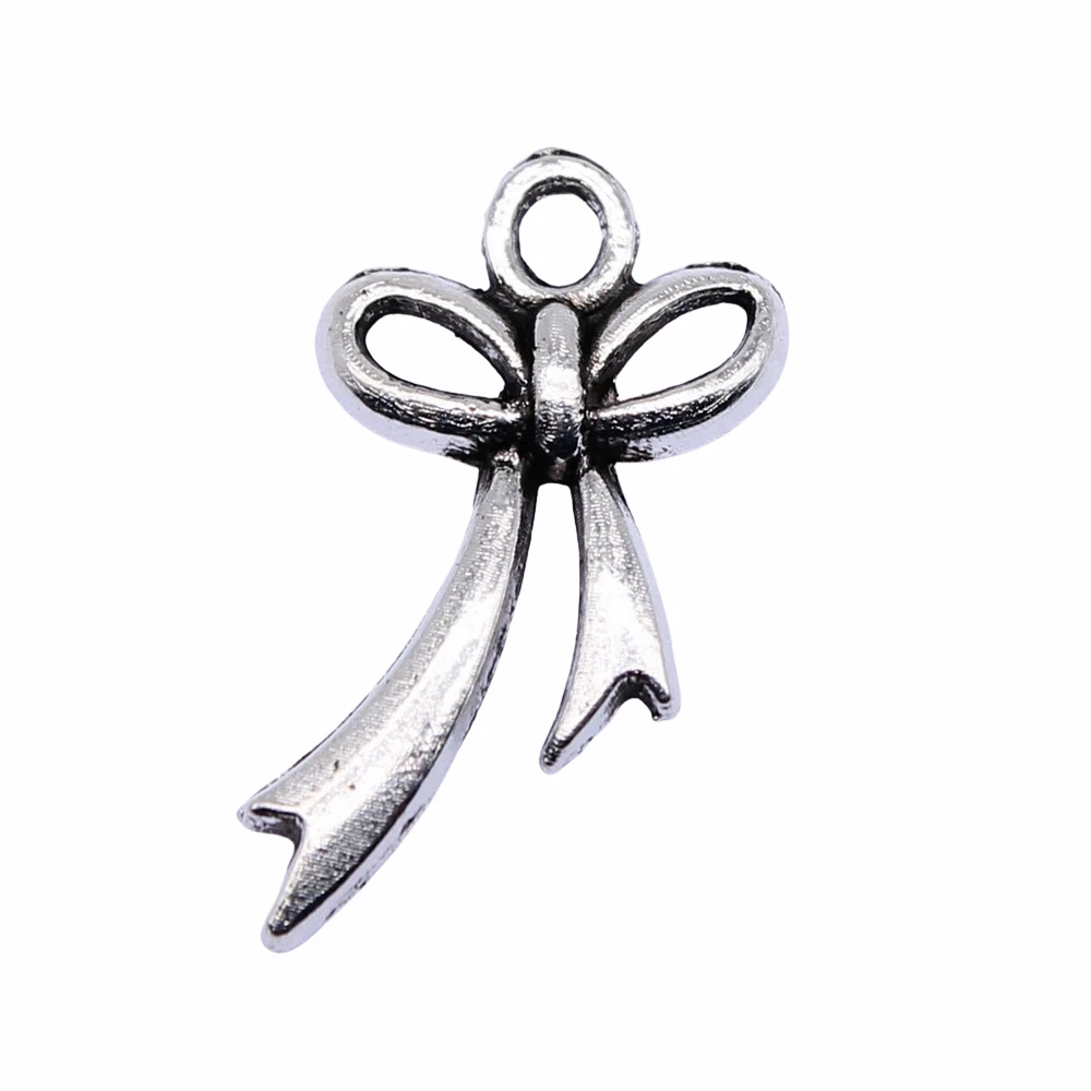 

20pcs/lot 20x11mm Bowknot Charms For Jewelry Making Antique Silver Color 0.79x0.43inch