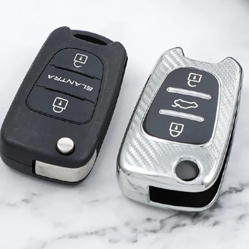 Carbon Fiber TPU Car Key Case Cover For Kia Ceed etc key case cover key case car key shell