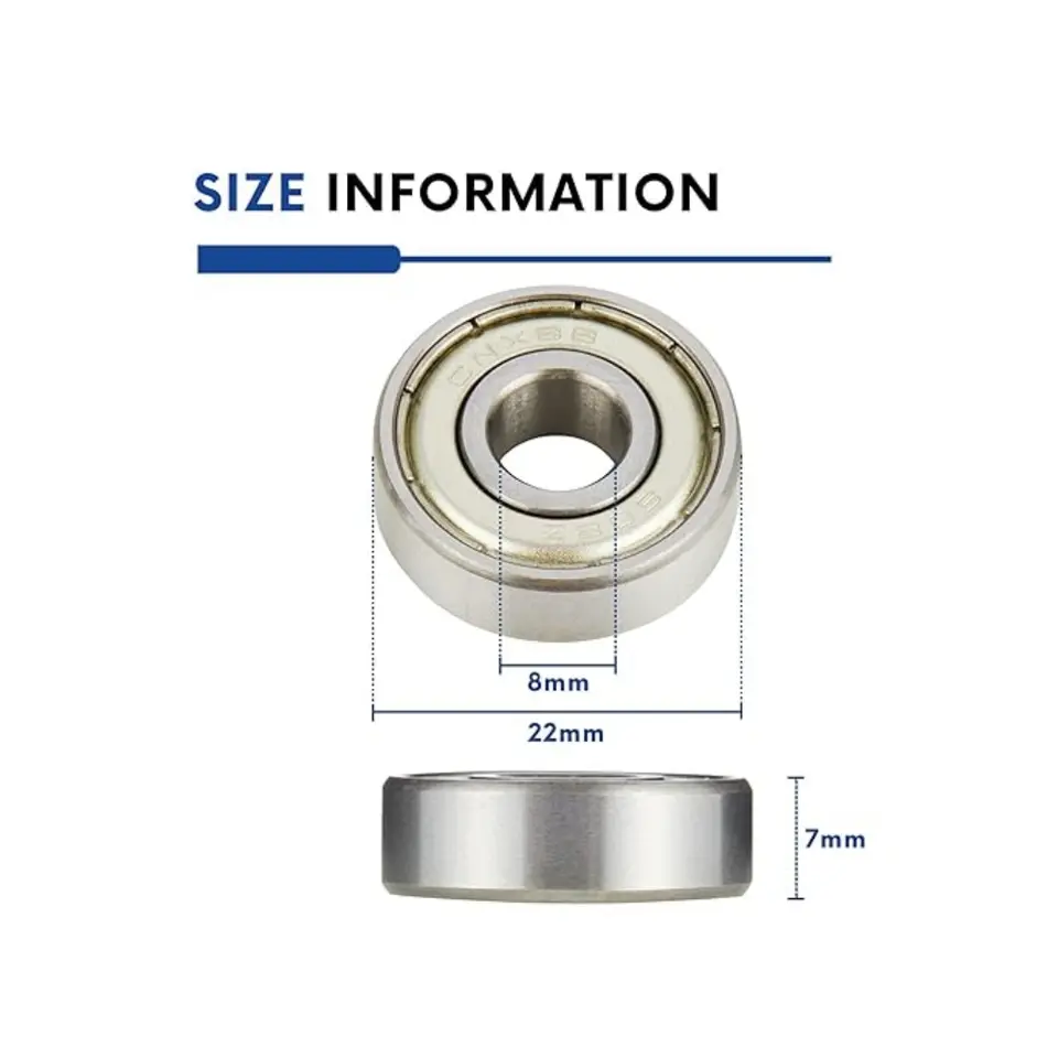 10Pcs 608 ZZ 608RS Ball Bearings 608ZZ Metal Double Shielded Miniature Deep Groove Skateboard Ball Bearings 8mm X 22mm X 7mm image 3