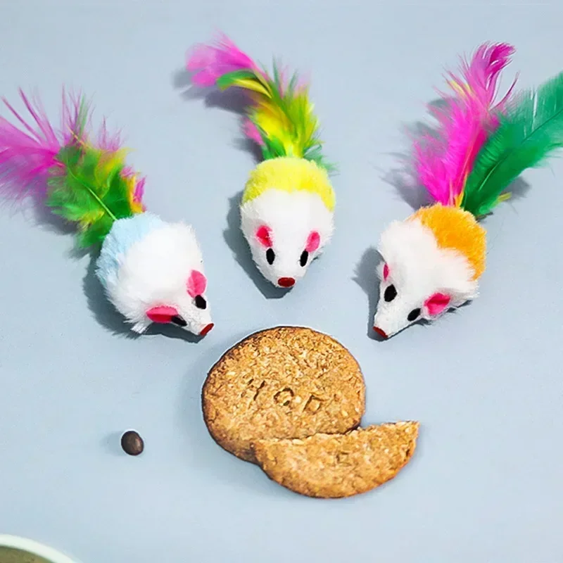 5pcs Kitten Toys Plush Simulation Mouse Interactive Cat  Furry Pet Interactive Toy Supplies Cats Playing Scratch Training Game