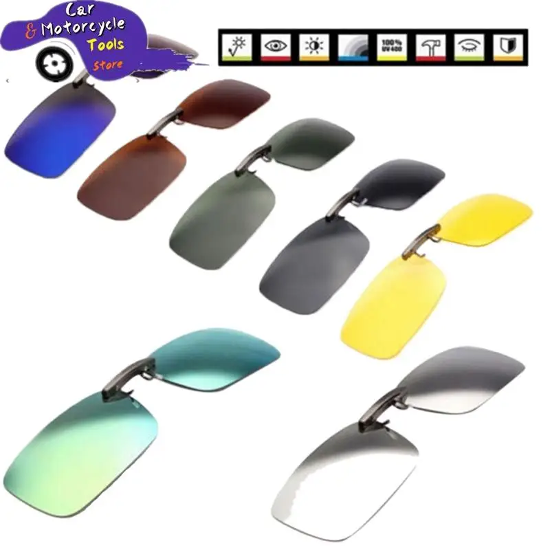 1pc Unisex Polarized Clip On Driving Glasses Sunglasses Day Vision UV400 Lens Driving Night Vision Riding Sunglasses Clip