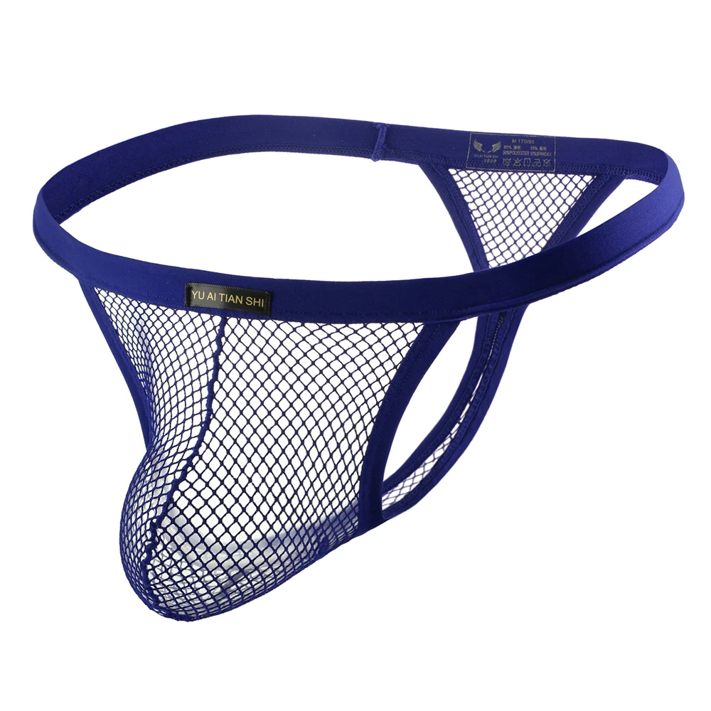 Men Underwear Shorts Sexy Mesh Transparent Attractive Briefs Bikini G-string Thong Jocks Tanga Low Waist T-back