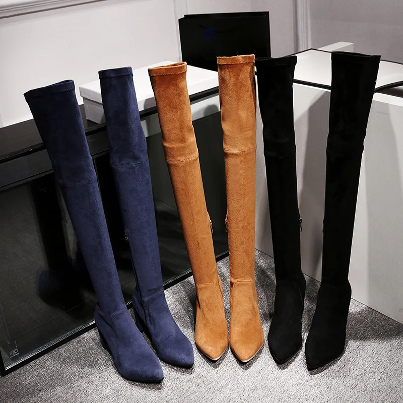 QUTAA Botas Por Encima De La Rodilla De Talla 34 43 Para Mujer, Botin Informal Con Cordon