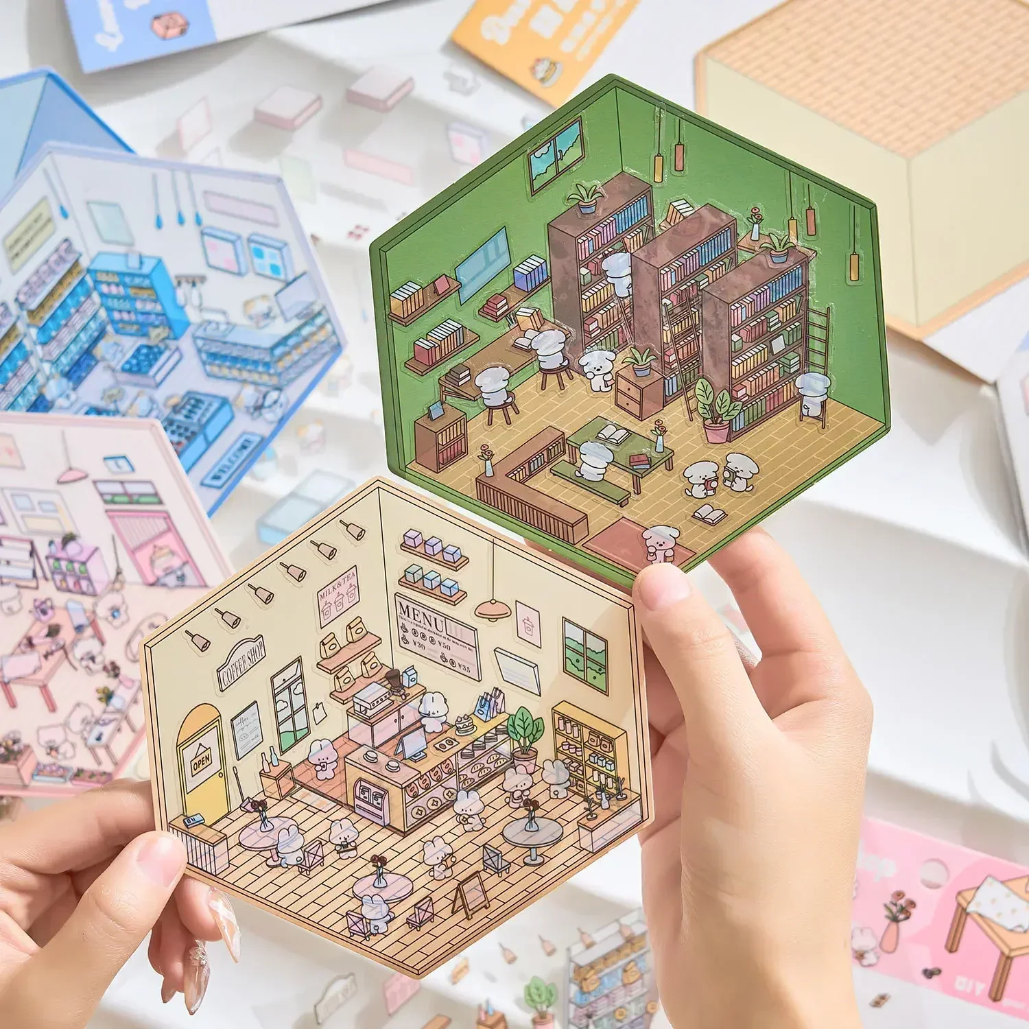 DIY Cute Capybara Animal 3D Landscaping Stickers Miniature Scene Cabin Scene Stacking Pasting Hand Account Gift for Kid Child cartoon stickers,decorative stickers,self adhesive stickers,custom stickers,stationery stickers,paper stickers,adhesive stickers,decorative labels stickers,animal stickers,cartoon sticker