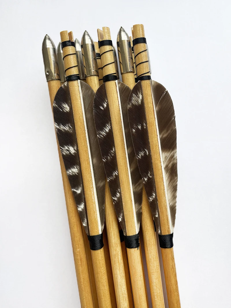 50 Pcs IBOUNFOX Natural Feathers for Wooden Carbon Arrow 3/4/5 Inch Turkey Archery Feathers Fletching Right Wings 4