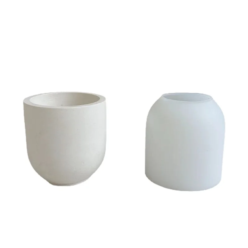 Concrete Candle Jar Silicone Mold DIY Round Succulent Flower Pot Plaster Epoxy Resin Storage Box Craft Molds Home Decor Supplies silicone mold