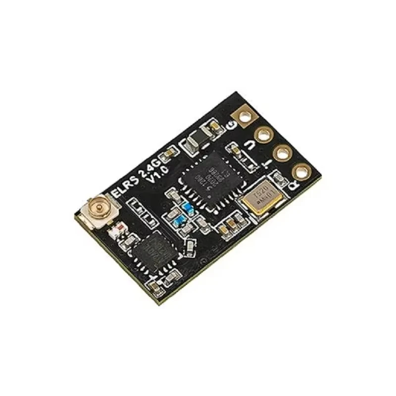 Récepteur BETAFPV Nano posé sur une table, avec câbles de connexion et antennes dépliées.