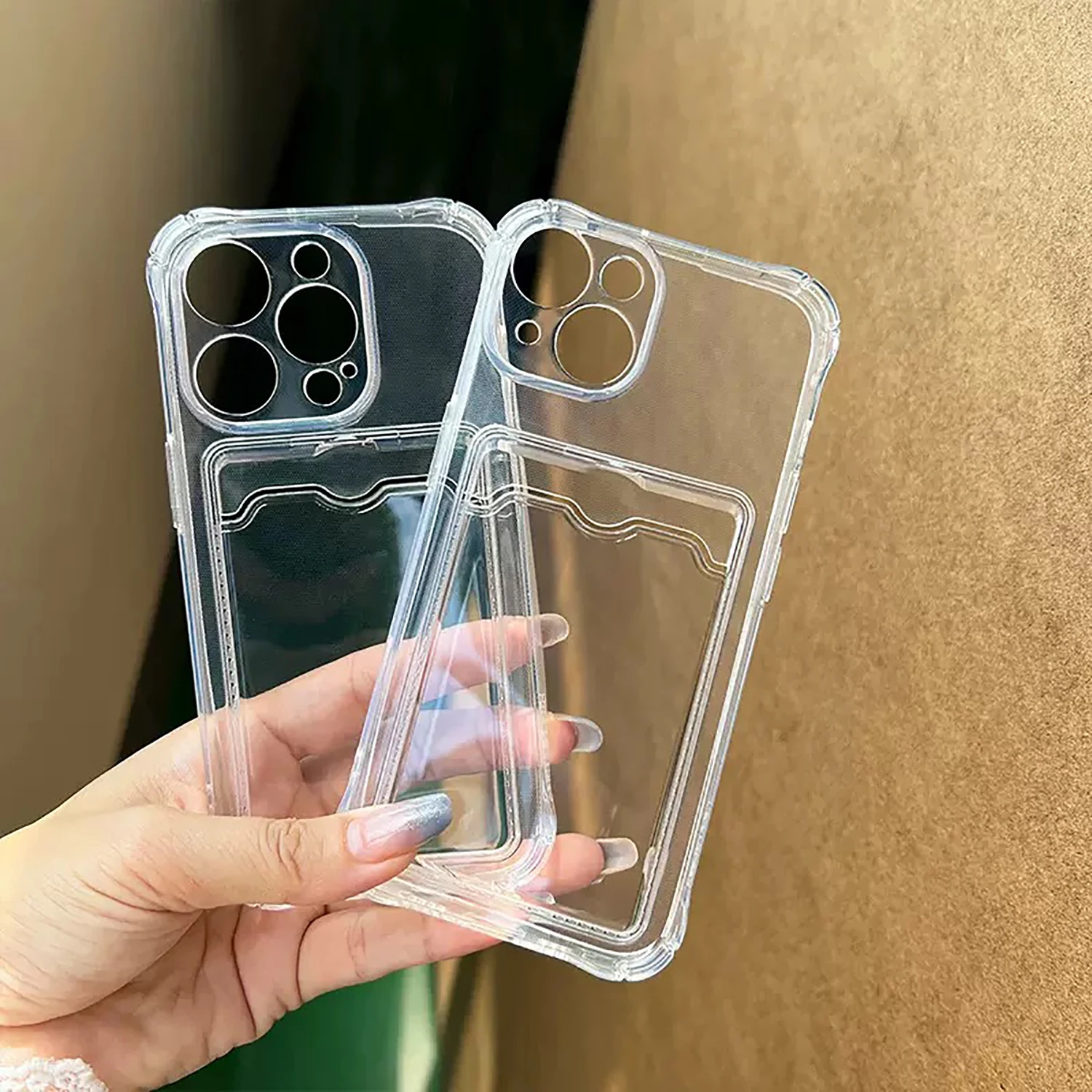 Transparent Silicone Clear Card Holder Phone Case