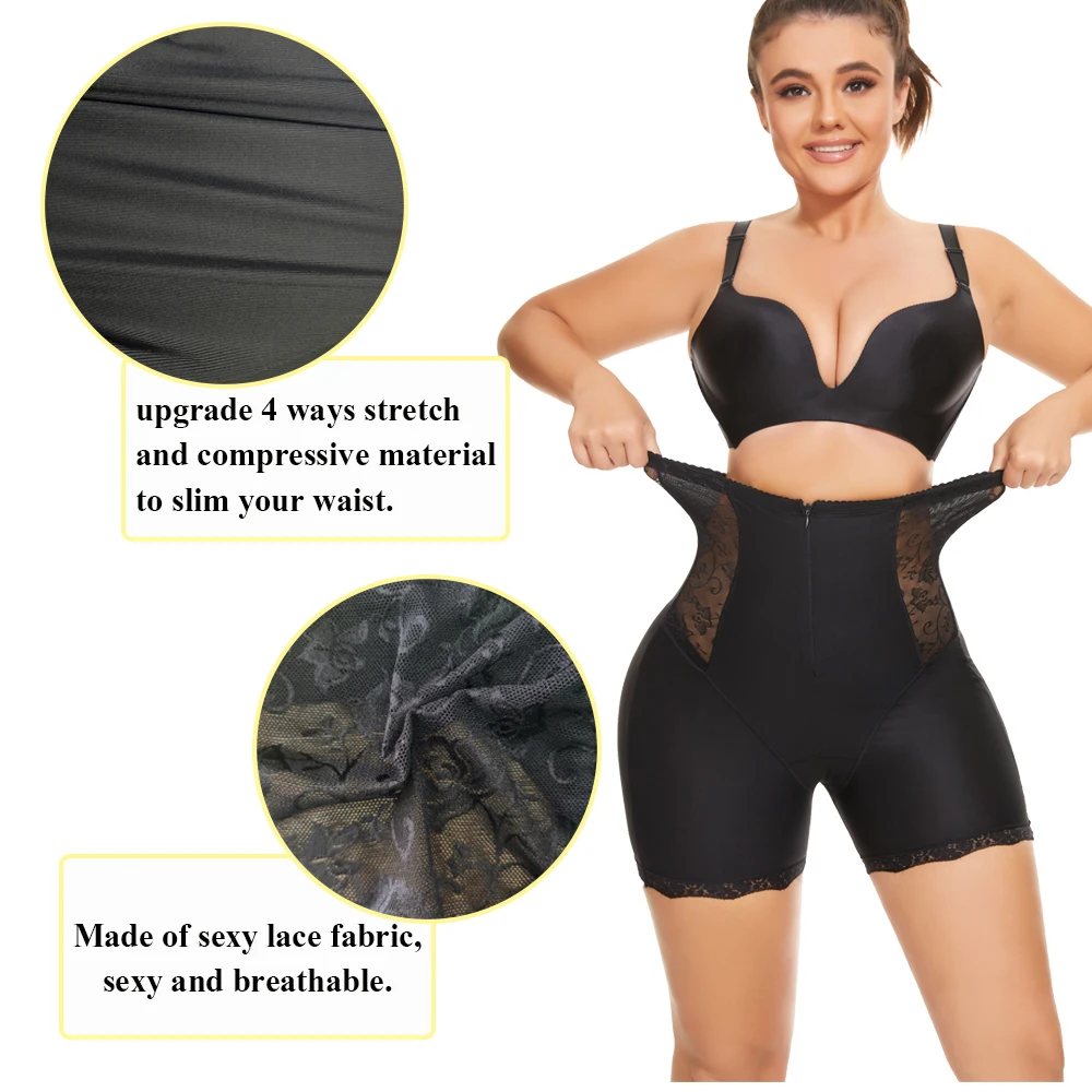 NINGMI Shapewear Shorts Mid- Waist Belly Control Body Shapewear Body Shaper Tummy Control Panties with Zipe