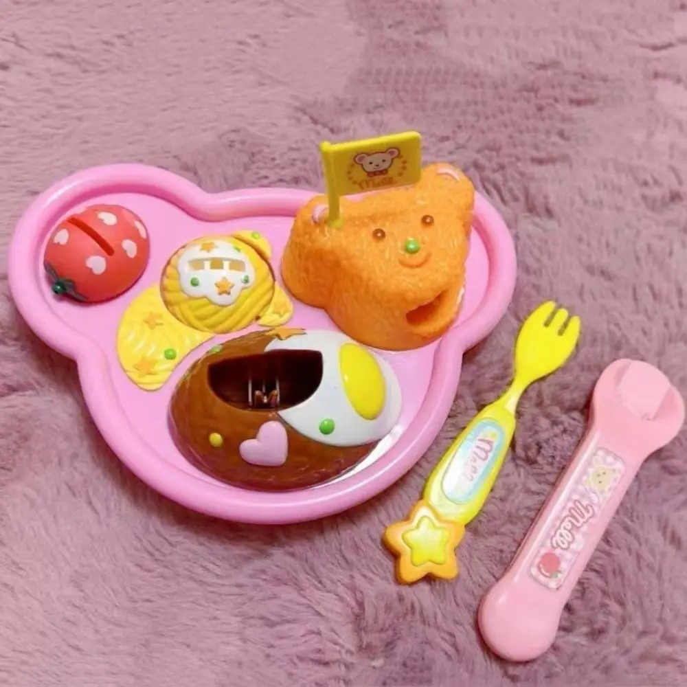 Fun Bear Box Food Feeding Toys Role Play Kitchen Toys Play House Toys Cartoon Simulated Pudding Feeding Set Desktop Ornament