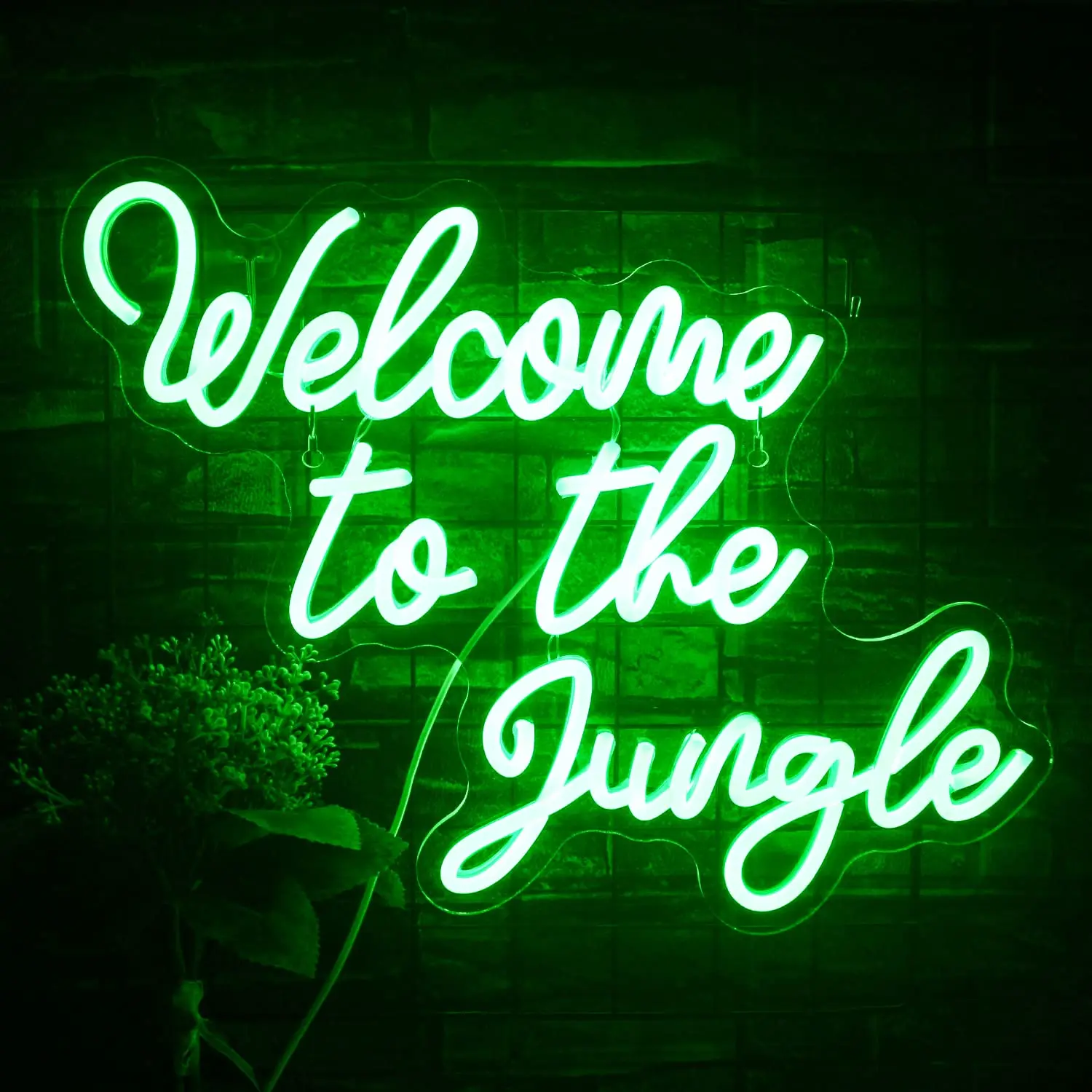 

Welcome to the Jungle Neon Sign Green Led Word Neon Light Signs for Wall Decor Usb Powered Dimmable Light Up Neon Sign