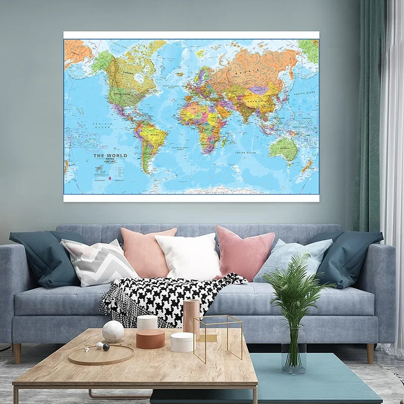 100x70cm Retro Spray World Map Artistic Wall Large Poster Prints Background Living Room Home Decor School Supplies In English