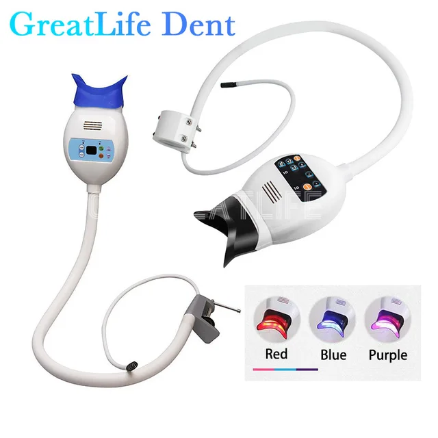 Teeth Whitening Machine Red/Blue/Purple Lights Dental Cold Light Lamp 3Colors Tooth Bleaching Lamp for Teeth Whitening