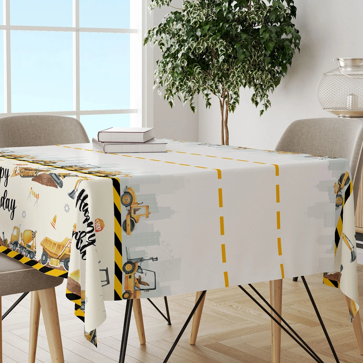 Construction Theme Tablecloth Birthday Decoration Baby Shower for Boys Excavator Truck Tractor Construction Birthday Party Decor 3