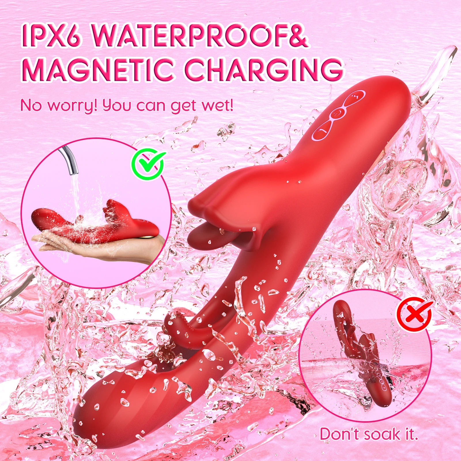 Female Sex Toy 360 Rotation Tongue-Licking Thrusting Vibrator