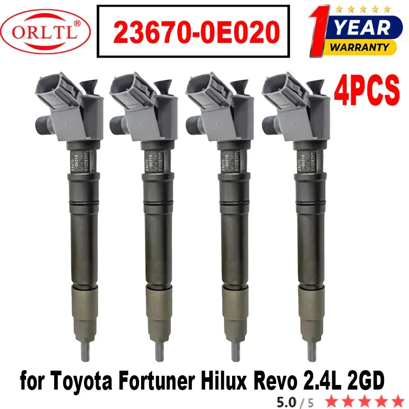 

4PCS Genuine Fuel Injector 23670-0E020 NEW Ful Nozzle 236700E020 23670 0E020 for Toyota Fortuner Hilux Revo 2.4L 2GD ORLTL