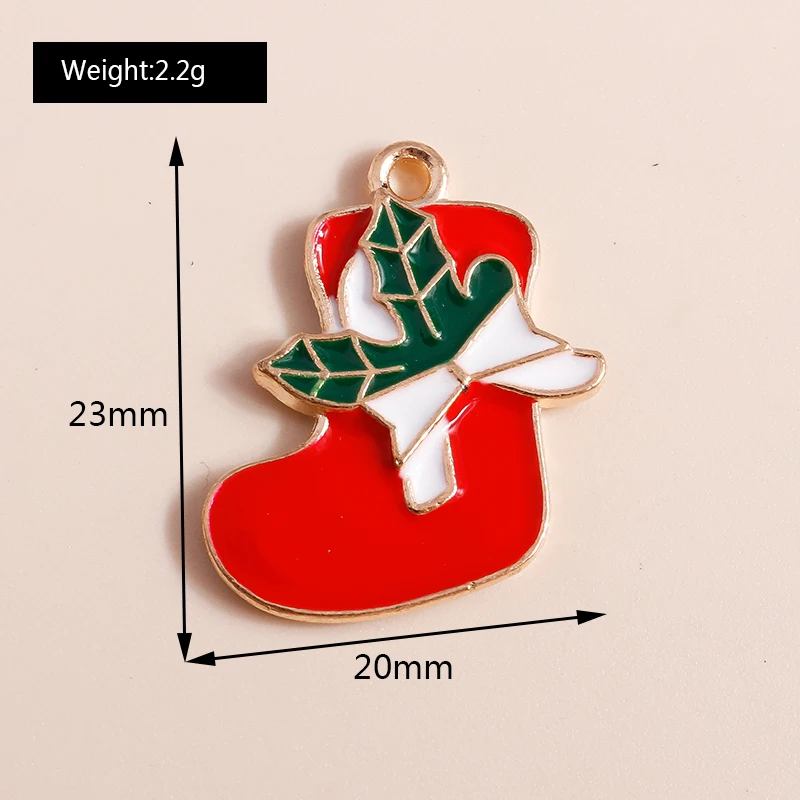 Leslie 10 Stück/Set Emaille Weihnachtsanhänger Weihnachtsbaum Weihnachtsmann Schneemann Handschuhe Charms für Ohrringe Anhänger DIY Schmuck – Detail 28