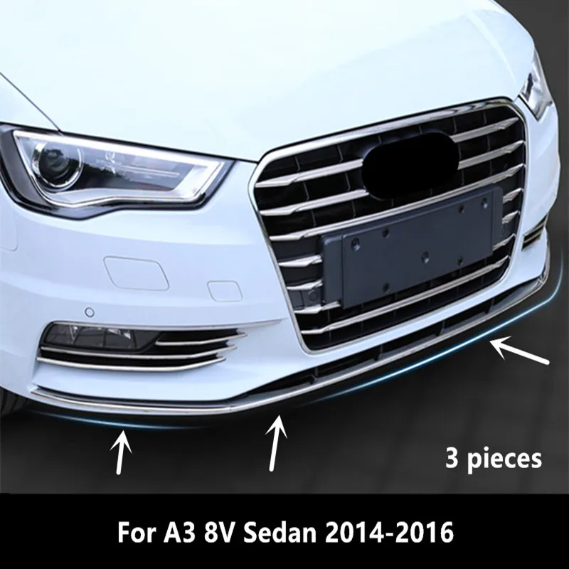 

Stainless Steel Front Bumper Trim Strips Sequins For Audi A3 8V Sedan Hatchback Sportback 2014-2016 Car Styling Head Decoration