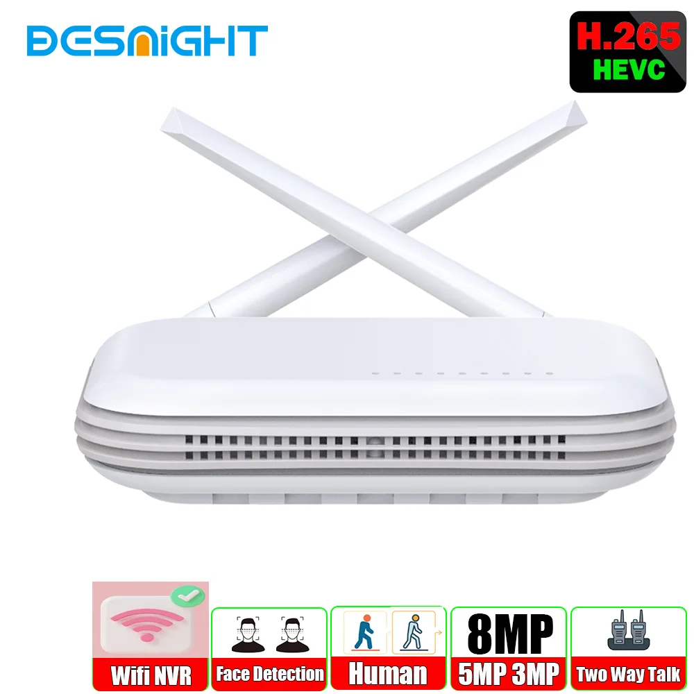 Network Video Recorder Wifi NVR Mini 4CH 8MP/8CH 5MP 3MP XMeye WIFI Video Recorder For Wireless Security System TF Card Slot Face Detection P2P H.265