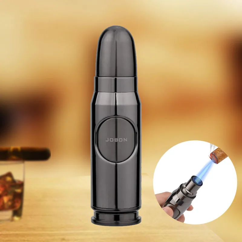 

New JOBON Hot Metal Bullet Windproof Gas Lighter Blue Flame Cigar Lighter Outdoor Portable Flamethrower Personalized Men's Gifts