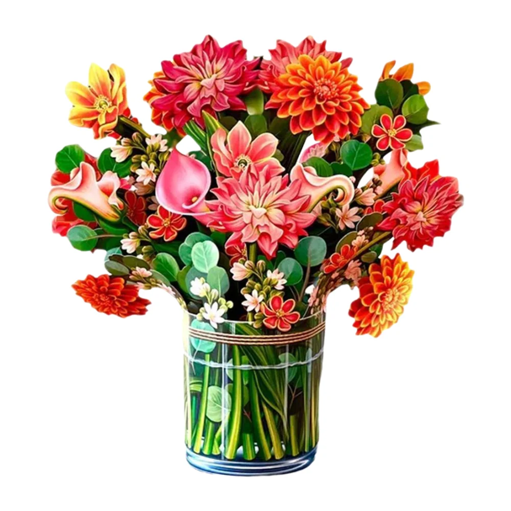 3D Pop Up Flower Greeting Card for Mothers Day Creative Multi-Style Bouquet Birthday Card Thank You Postcard for Birthday Easter greeting cards
