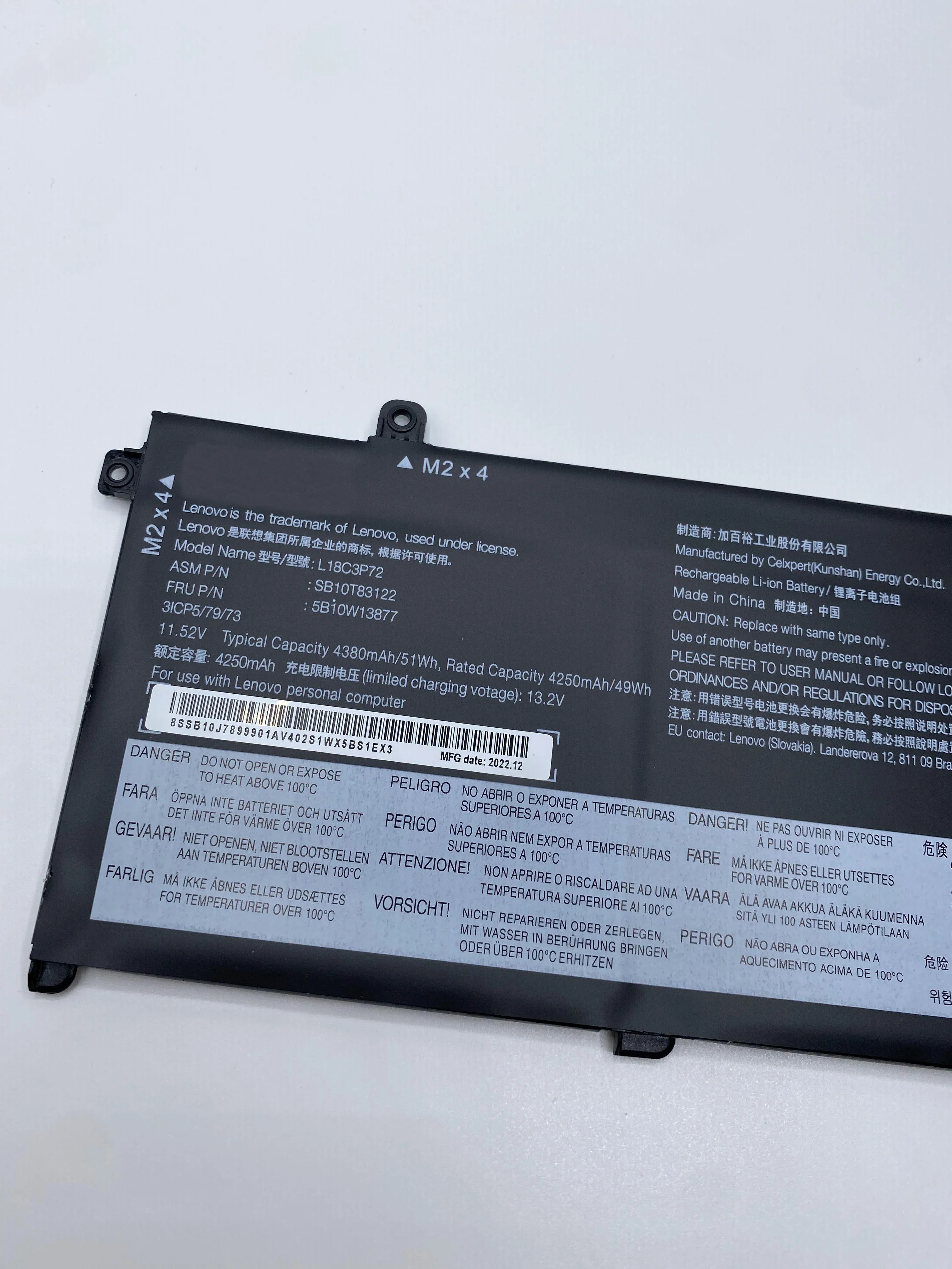 Bateria Original do Portátil para Lenovo Thinkpad Novo L18m3p73 L18l3p73 L18c3p72 L18m3p72 T490 T495 P43s 02dl007 Sb10t83122 5b10w13877 - Imagem 3