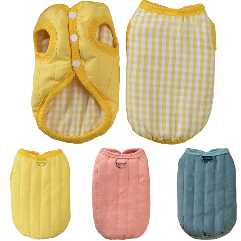 

Winter Warm Puppy Clothes Reversible Dog Kitten Coat with D Ring Jacket for Small Dogs Cat Vest Chihuahua Costumes Teddy Outfits