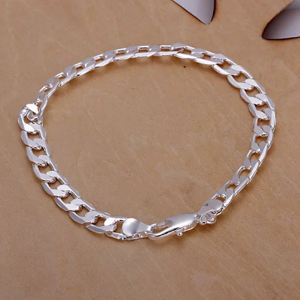 Chain Bracelet Charm Bracelet Silver Bracelet Women Bracelet Silver color exquisite lobster claw clasp bracelet fashion charm 6MM chain women men silver jewelry birthday gift H245