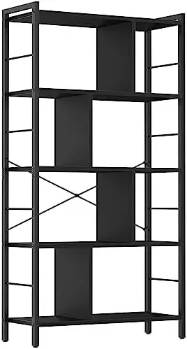 

Книжная полка, 5-уровневый высокий промышленный книжный шкаф, деревянная металлическая рамка, стоячая книжная полка, книжные полки, органайзер для хранения для Bedro