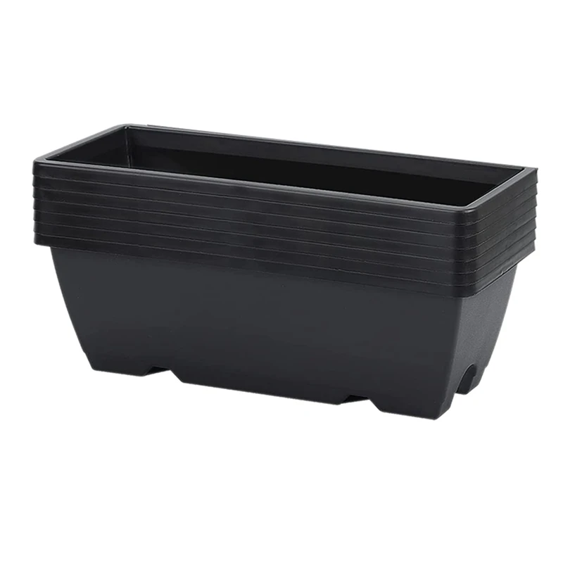 

9 Pack Flower Pots 17 Inch Black Plastic Vegetable Flower Planters Boxes Rectangular Flower Pots With Saucers