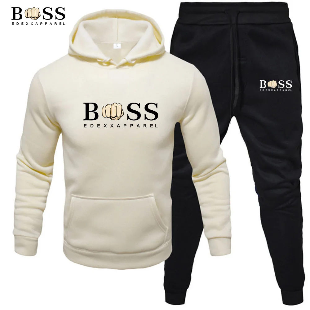 Autumn And Winter Men's Zippered Jacket Hooded Pullover+sports Pants Sports Casual Jogging Sportswear Two-piece Set
