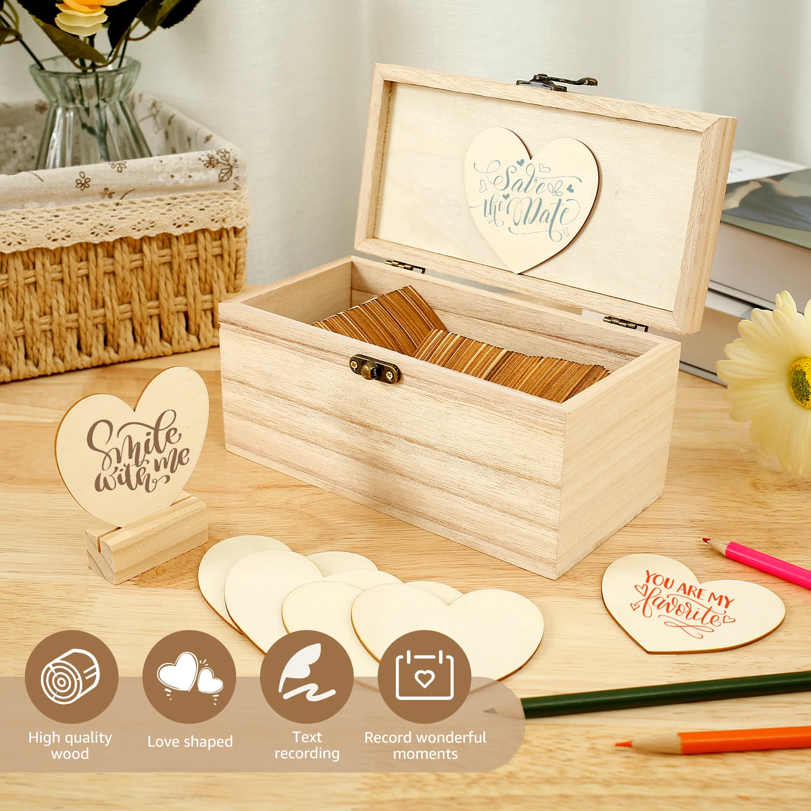 Caja de libro de invitados de boda, juego alternativo con 100 corazones de  madera, libro de invitados de boda, decoraciones para Baby Shower -  AliExpress, image size:1600x1600