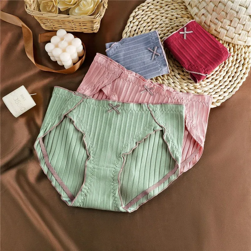 

3pcs Women Cotton Underwear Seamless panties Sexy panty Female Breathable Solid Color Underpants Girls' Lingerie Briefs