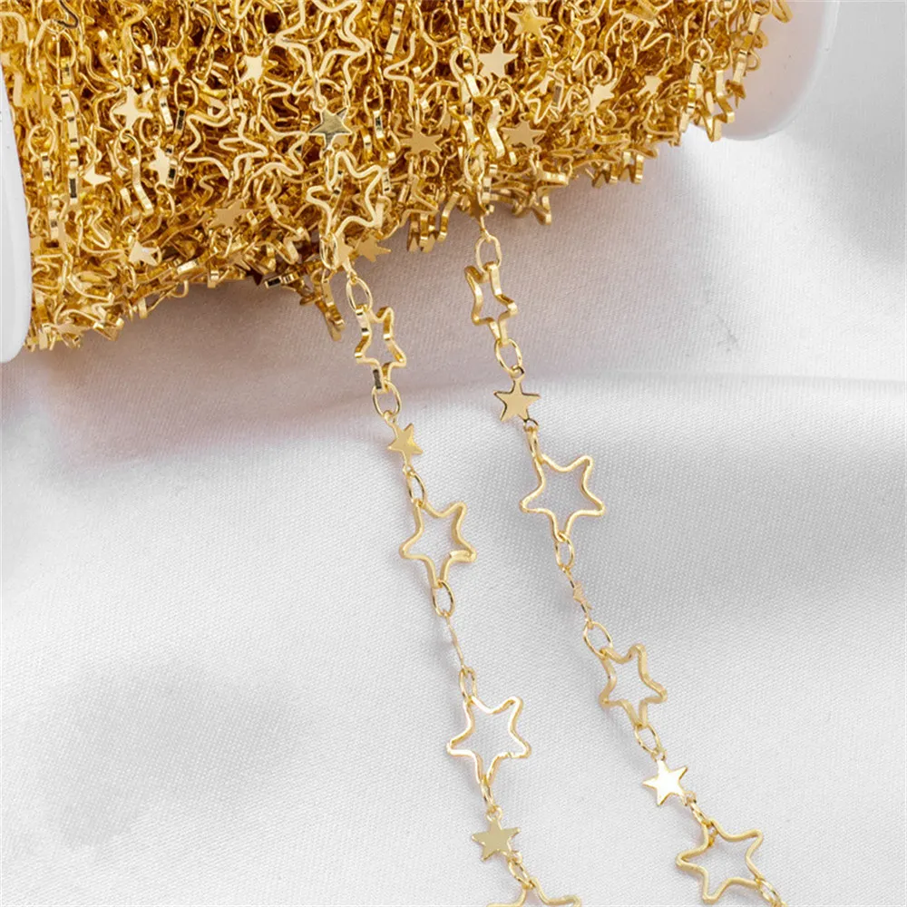 

14K gold hollow pentagram handmade chain diy accessories loose chain bracelet necklace hand-made jewelry materials