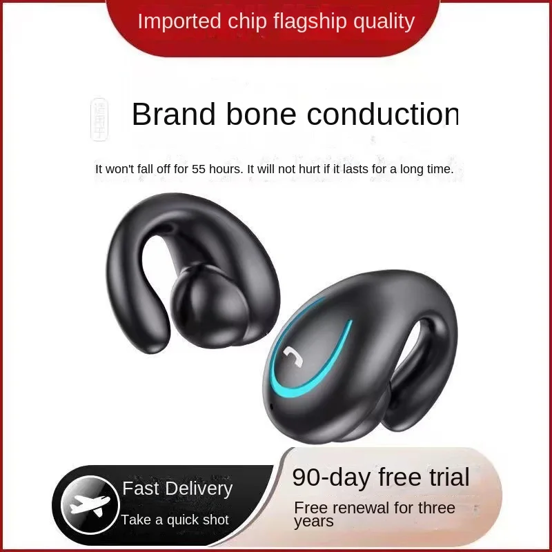 

Bone conduction high power wireless clip-on sports noise-canceling Bluetooth unilateral headset