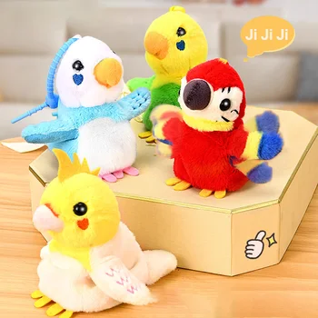 Cute Electric Screams Parrots Moving Wings Plush Stuffed Doll Simulation Parrot Bird Animal Bag Keychain Pendant Decoration Toy 1