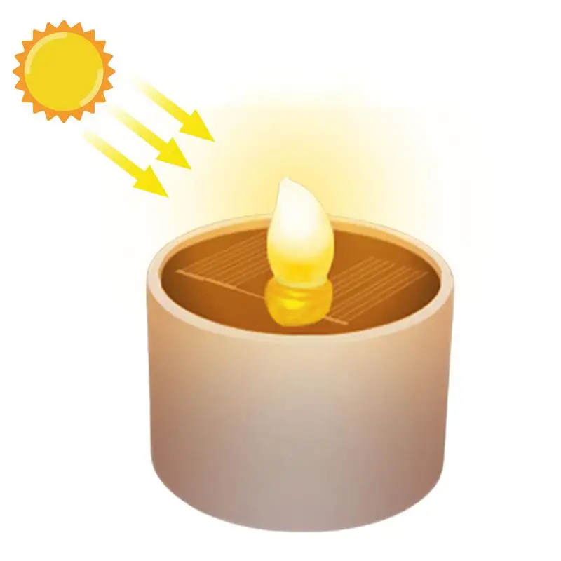 

Solar Candle Outdoor Garden Solar Flickering Candle Warm White Dusk To Dawn Lights Reusable LED Tea Light Candles Flameless