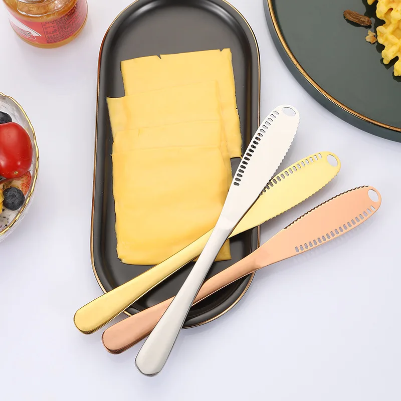 1PC Multi Functional Stainless Steel Perforated Butter Knife Tools Dessert Jam Knife Tableware Tools Kitchen Toast Utensils