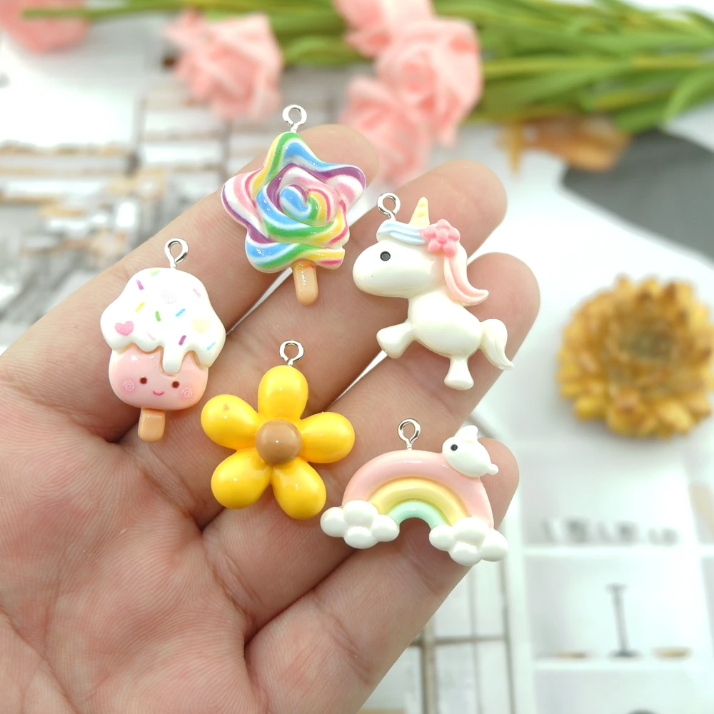Lollipop Pferd Regenbogen Charms für Schmuckherstellung Diy Ohrring Armband Anhänger Zubehör Erkenntnisse Bulk Großhandel