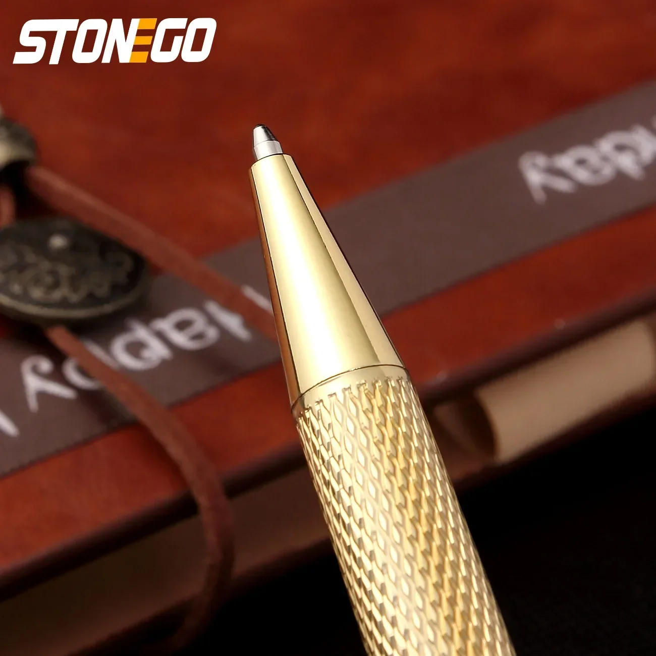 STONEGO Twist-Kugelschreiber, einziehbarer Kugelschreiber aus Edelstahl, glatte Gel-Tinte, mittlere Spitze, 1,0 mm schwarze Tinte, austauschbare Mine – Detail 15