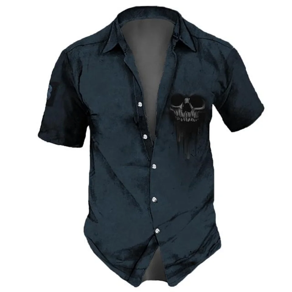 Camicia Hawaiana Uomo Stampa 3D - Maniche Corte, Morbida, Vestibilità Aderente, Colore Nero Taglia L