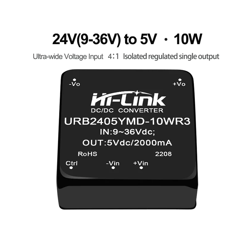 Hi-Link 10 Вт 9-36Vdc URB2405YMD/URB2412YMD-10WR3 24V до 3,3/5/9/12/15/24Vdc изолированный модуль преобразователя выходной мощности