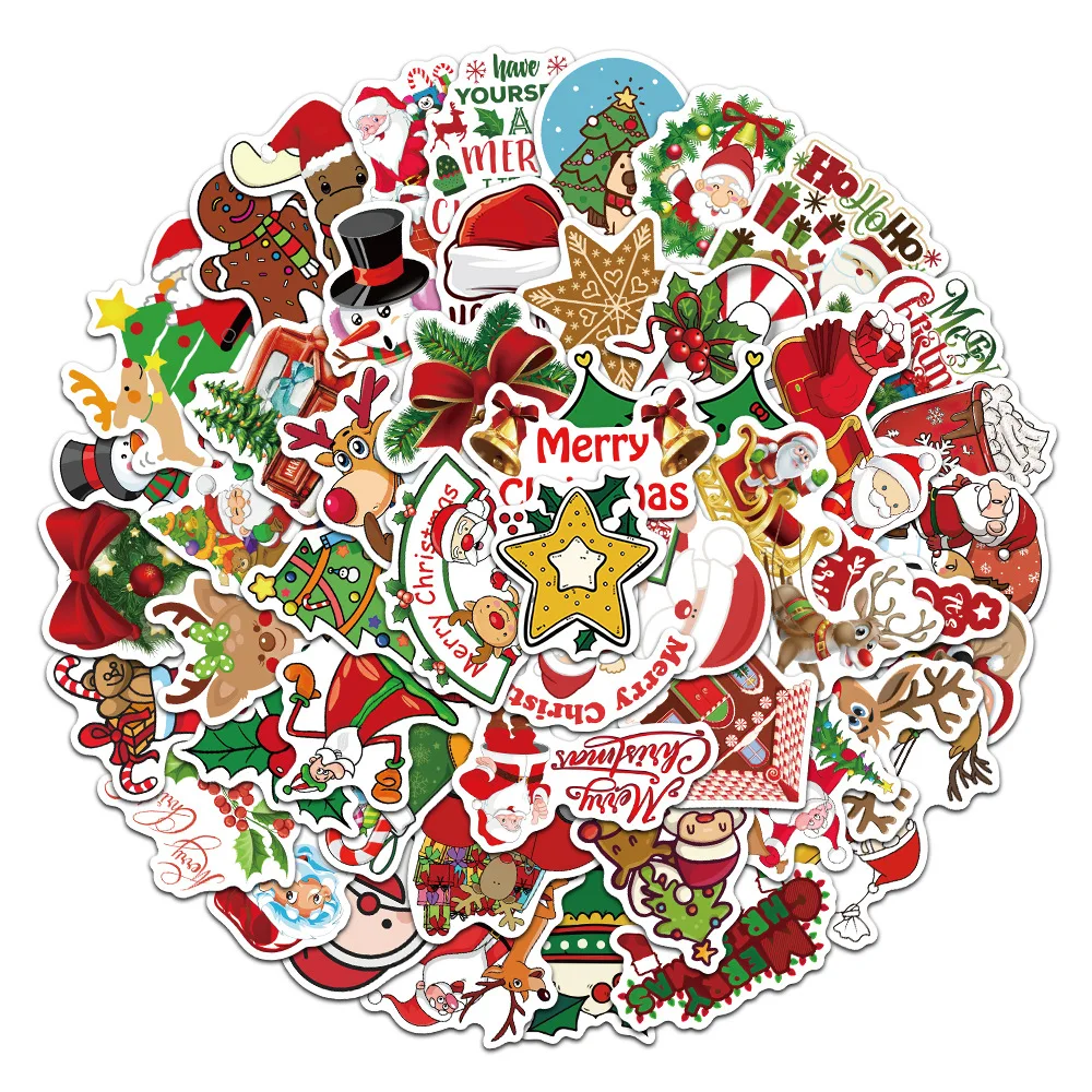 50 pcs Cute Christmas Santa Claus Graffiti Creative DIY Laptop Refrigerator Luggage Phone Gift Decoration Scrapbook Stickers stickers scrapbooking supplies